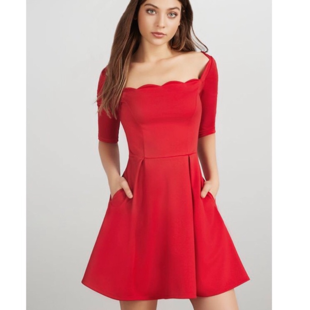 NEW Valentines Red Fit & Flare Dress w/Pockets! XS, Flattering af